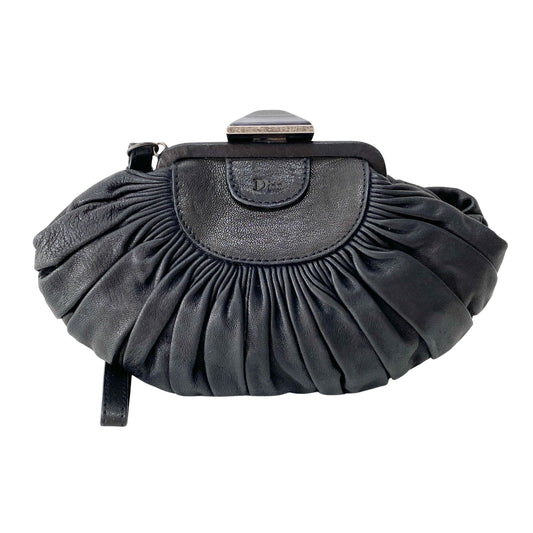 Mini Pochette Black Leather Clutch Bag