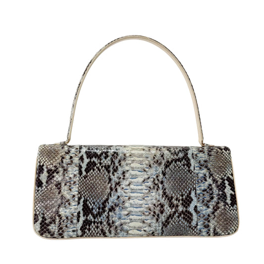 Blue Python Embossed Shoulder Bag
