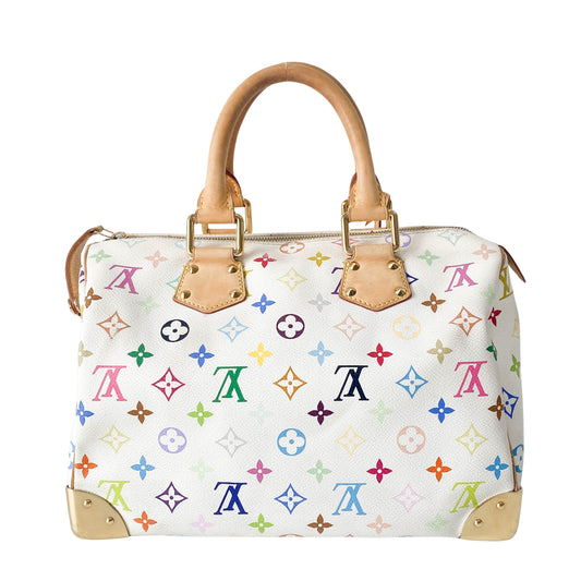 Speedy 30 White Monogram Multi Colour White