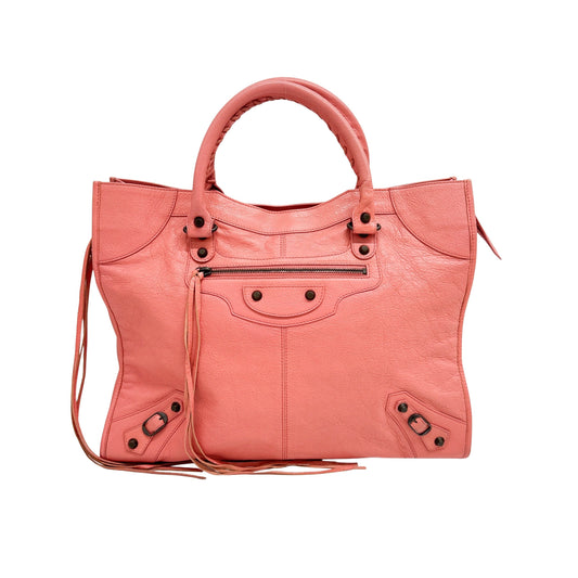 Papier Coral Pink Leather Hand Bag