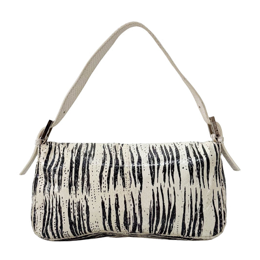 Baguette Python Embossed Leather Shoulder Bag