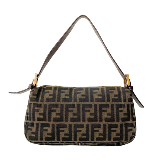 Zucca Baguette Brown Canvas Shoulder Bag