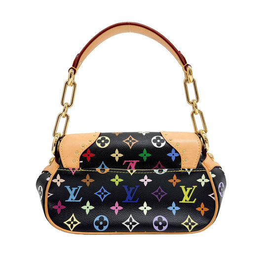 LV x Takashi Murakami Beverly MM Black Monogram Canvas Shoulder Bag