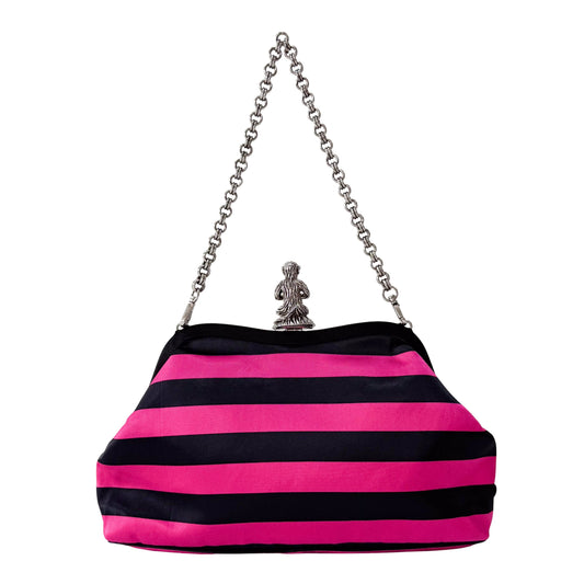 Black & Purple Striped Canvas "Monkey" Shoulder Bag