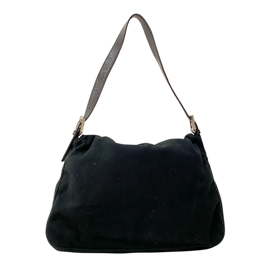 Mamma Baguette Black Wool Shoulder Bag