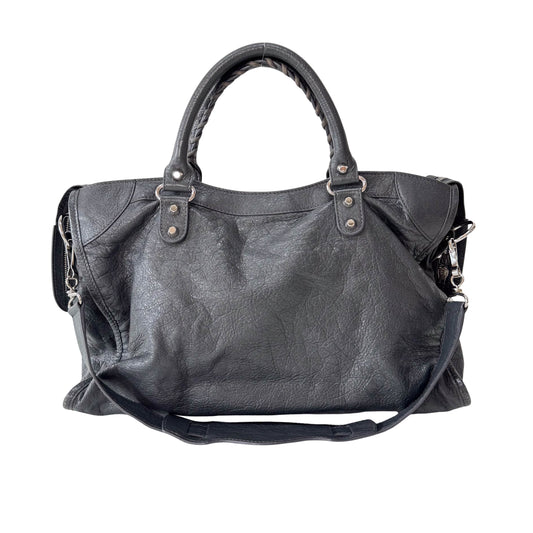 The City Grey Leather Two Way Bag