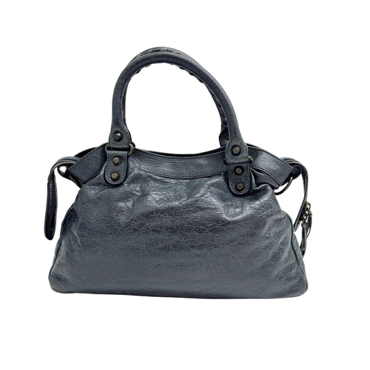 The First Deep Blue Leather Two Way Bag