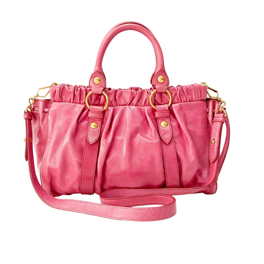 Vitello Pink Leather Shoulder Bag