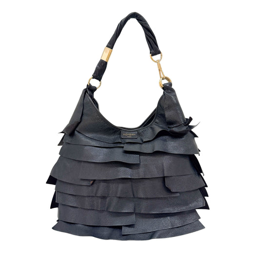 Saint Tropes Black Leather Shoulder Bag