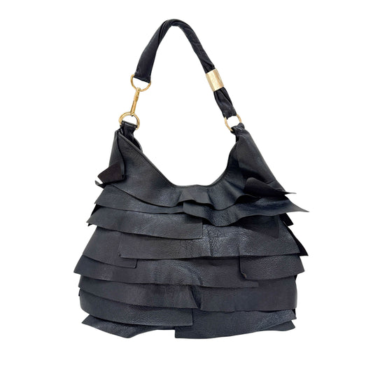 Saint Tropes Black Leather Shoulder Bag