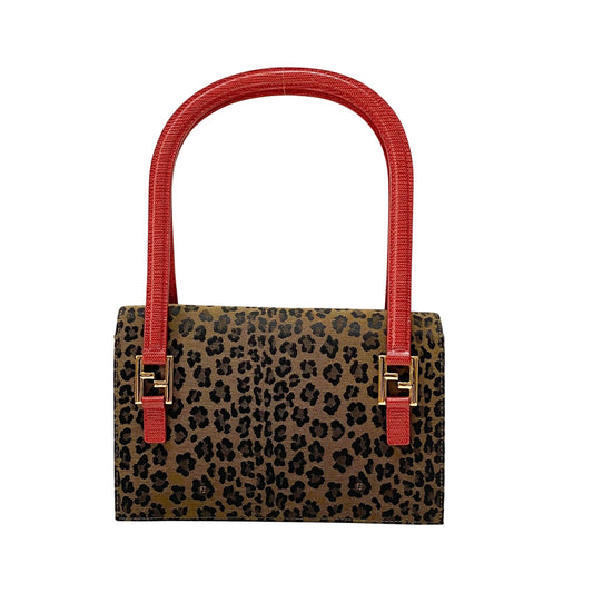 Brown Leopard Print Canvas Shoulder Bag