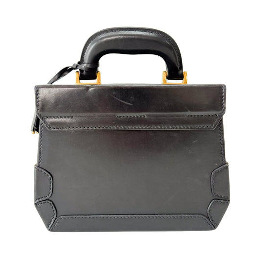 Lady Lock Vanity Case Black Leather Handbag