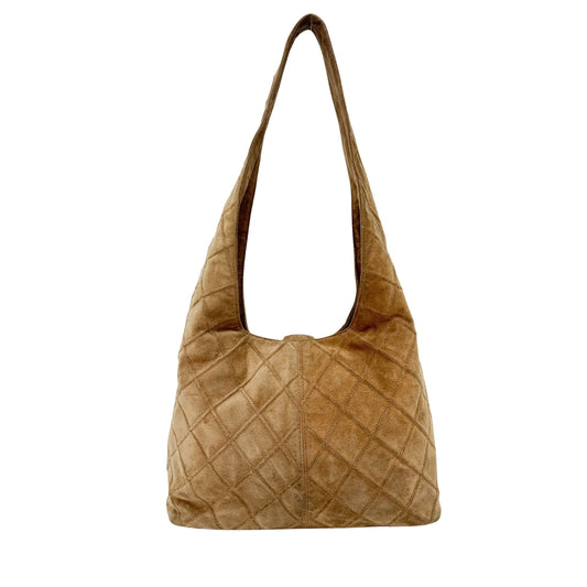 Matelasse Brown Suede Hobo Bag