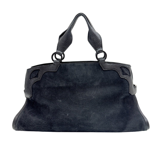 Python Trim Black Leather Crossbody Bag
