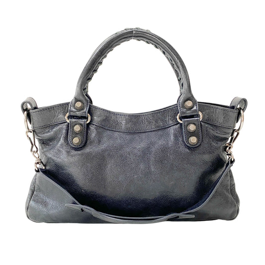 The First Black Leather Two Way Bag