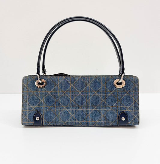 Lady Dior East West Blue Denim Shoulder Bag