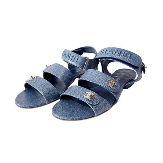 Blue 36 1/2 Leather Sandals