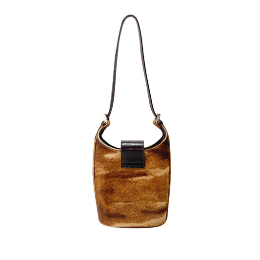 Brown Pony Hair Hobo Shoulder Bag