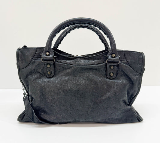 The City Black Leather Two Way Bag