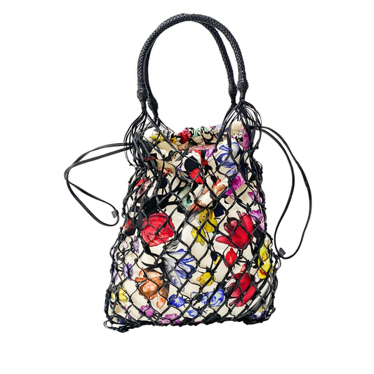 Flower Print Nylon Hand Bag