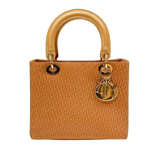 Lady Dior Tan Trotter Leather Two Way Bag