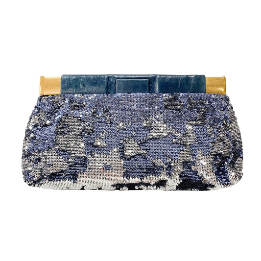 Blue Sequin Clutch Bag