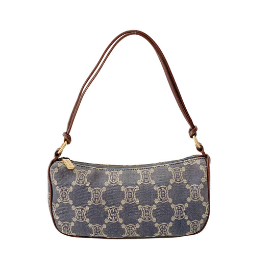 Paris Macadam Triomphe Blue Denim Pochette Shoulder Bag