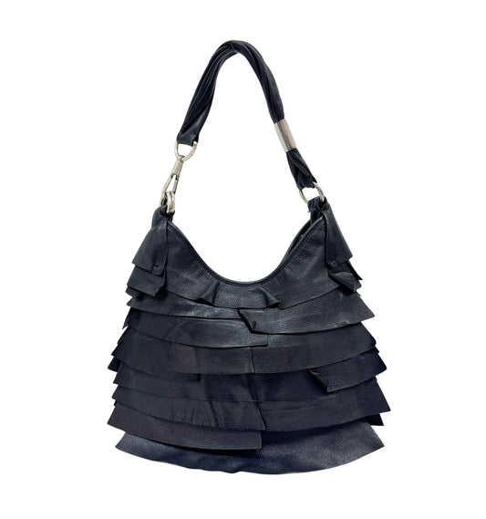 Saint Tropez Black Leather Shoulder Bag