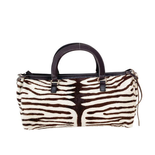 Zebra Pony Hair Top Handle Bag