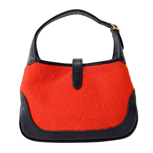 Jackie Mini Orange & Black Pony Hair Handbag