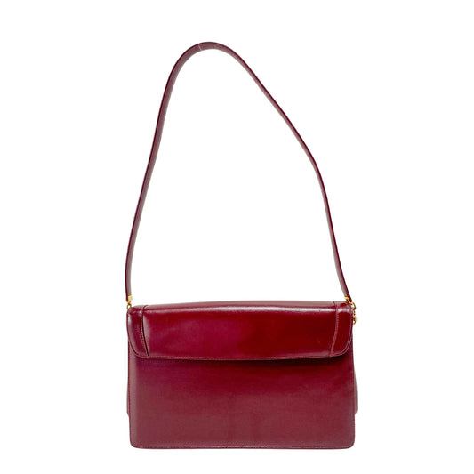 Burgundy Leather Envelope Shoulder Bag