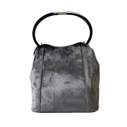 Silver Velvet Shoulder Bag