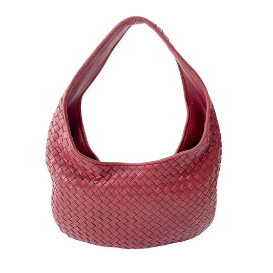 Intrecciato Red Leather Hobo Bag