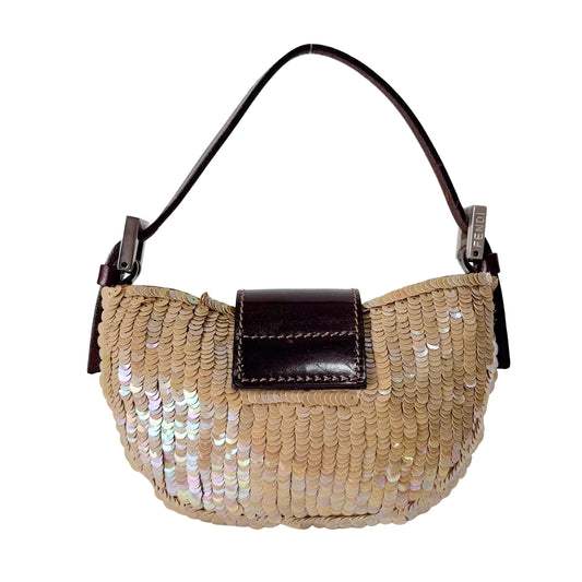 Sparkle Gold Sequin Mini Croissant Bag