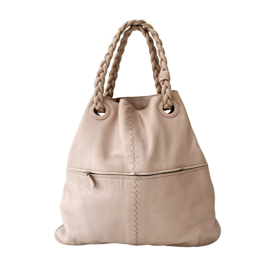Light Pink Leather Tote Bag