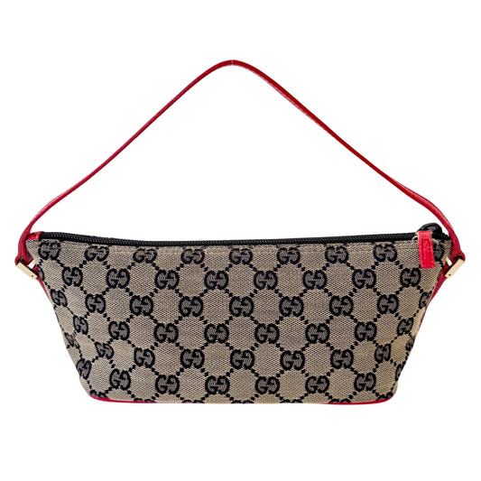 GG Canvas Boat Pochette Red Leather