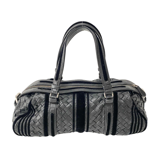 Intrecciato Black Leather & Velvet Bag