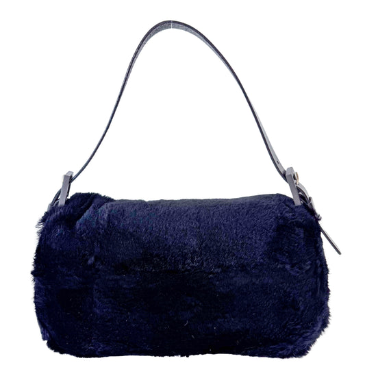Baguette Black Rabbit Fur Bag