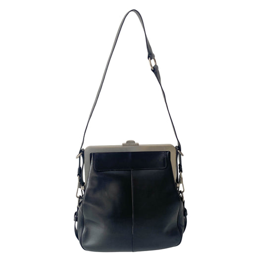 Rive Gauche Kiss-lock Black Leather Bag