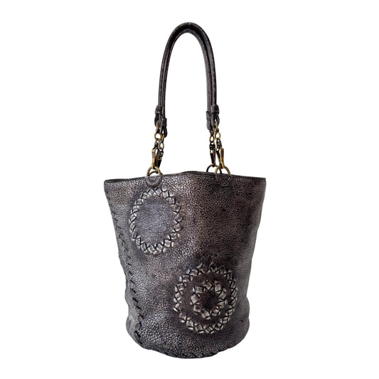Silver Leather Shoulder Bag