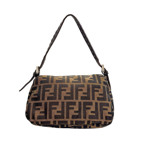 Mini Mamma Baguette Brown Zucca Canvas Shoulder Bag