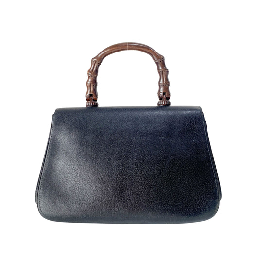 Bamboo Black Leather Handbag