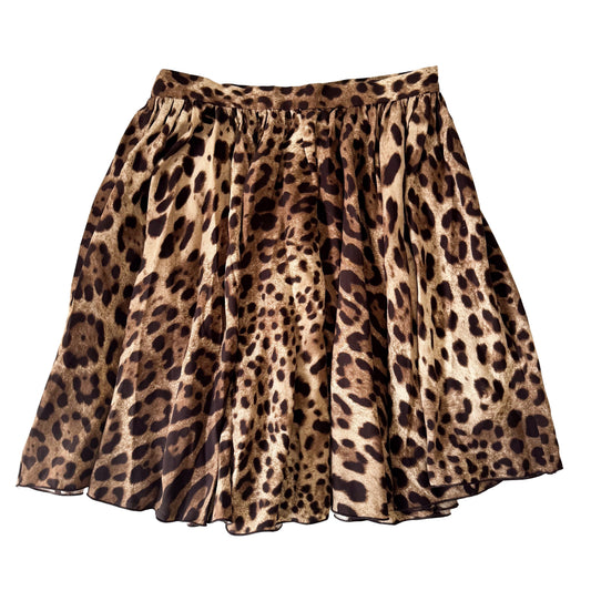 Leopard Print Silk Mini Skirt
