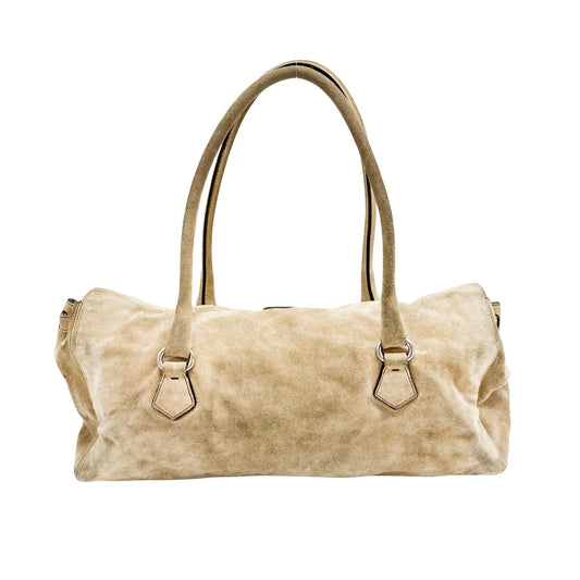 Sand Suede Shoulder Bag