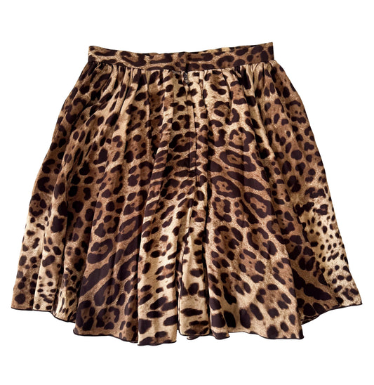 Leopard Print Silk Mini Skirt