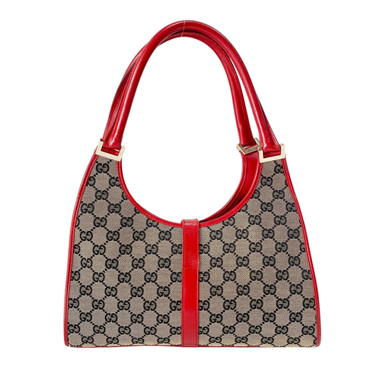 Jackie Small Red GG Canvas Shoulder Bag