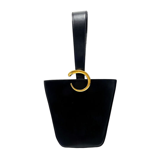 Panthère Black Leather Shoulder Bag