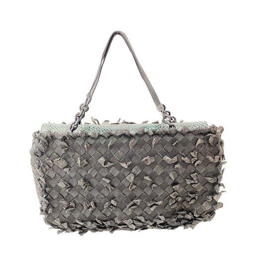 Black Intrecciato Cloth Shoulder Bag