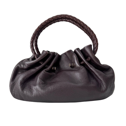 Intrecciato Brown Drawstring Leathe Shoulder Bag