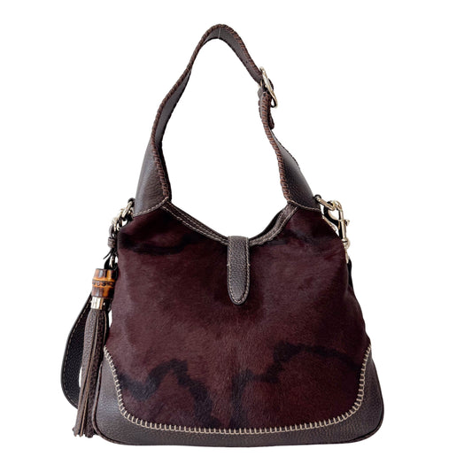 New Jackie Brown Pony Hair & Leather Shoulder Bag
